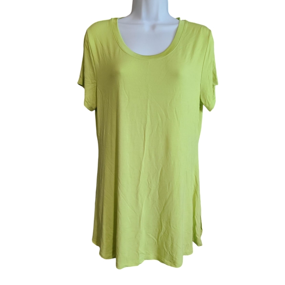 H BY HALSTON tunic yellow green tee M